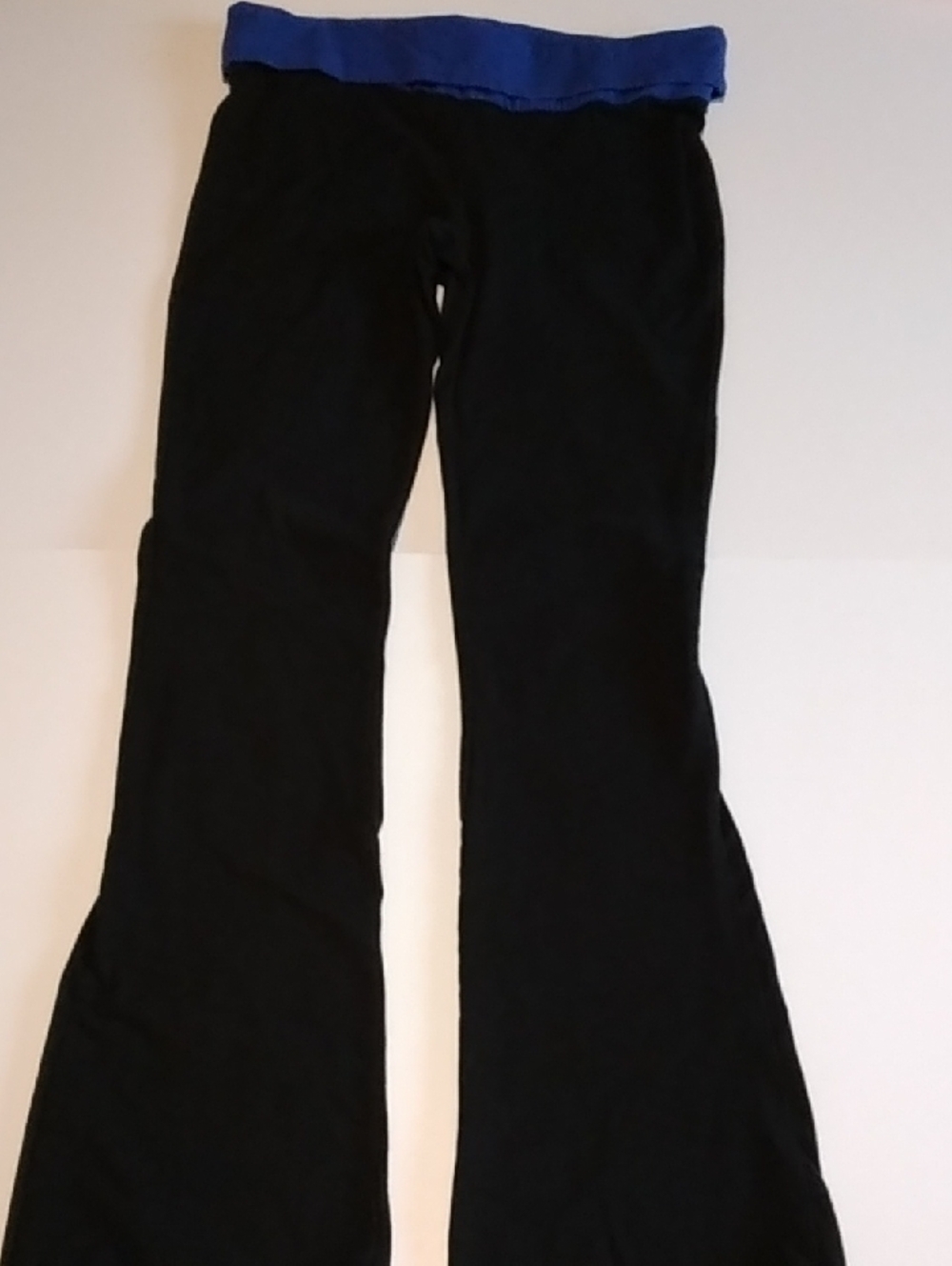 Black Flared Pants with Blue Waistband - Women's
